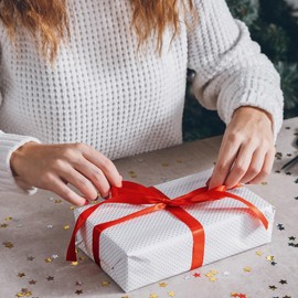 GXFCING Red Satin Ribbon 25mm x 46 Meters, 1 inch Wide Red Fabric Ribbon for Gift Wrapping, Crafting, Balloons, Presents, Hair Bows, DIY Sewing, Cakes, Weddings, Christmas Decoration (23m/roll)