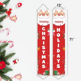 Outdoor Christmas decor Front Porch Sign Set of 2, Christmas Decorations Door christmas banners, Hanging Merry Christmas Decorations for Home, Indoor Outdoor Holidays Decor for Wall Front Door Yard