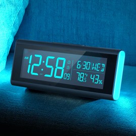 MASHI Alarm Clocks for Bedrooms, 8.54" LED Digital Clock with 9 Color Changing Night Light, Adjustable Brightness, DST,Heavy Sleepers,Temperature for Living Room, Ideal Gift for Kids,Teens,Seniors
