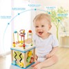 Early Educational Wooden Bead Maze Shape Sorter Activity Cube Gifts