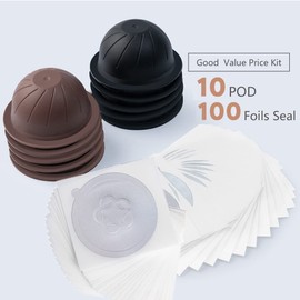MG Coffee Reusable Vertuo Capsules Refillable Coffee Pods with Espresso Aluminum Foils for Nespresso Vertuo Coffee Machines GCA1 and De'Longhi ENV135S