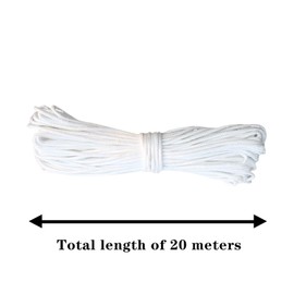 20 Meters Roman Blind Cord,White Braided Cord Blind String Cord White String Picture Cord Picture Hanging Cord Nylon Braided Cord Frame Hanging String Cord,Roman Blinds Cord for Crafts Blinds,2mm
