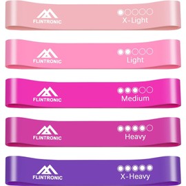 Flintronic Resistance Bands Set of 5, Resistance Bands with 5 Different Resistance Levels, Fitness Exercise Loop Bands for Yoga, Pilates, Muscle Building, Gym