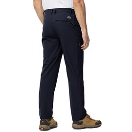 TBMPOY Men's Lightweight Hiking Travel Pants 5 Zip Pockets Stretch Quick Dry Work Pant Cargo Outdoor Camping Fishing Navy 34