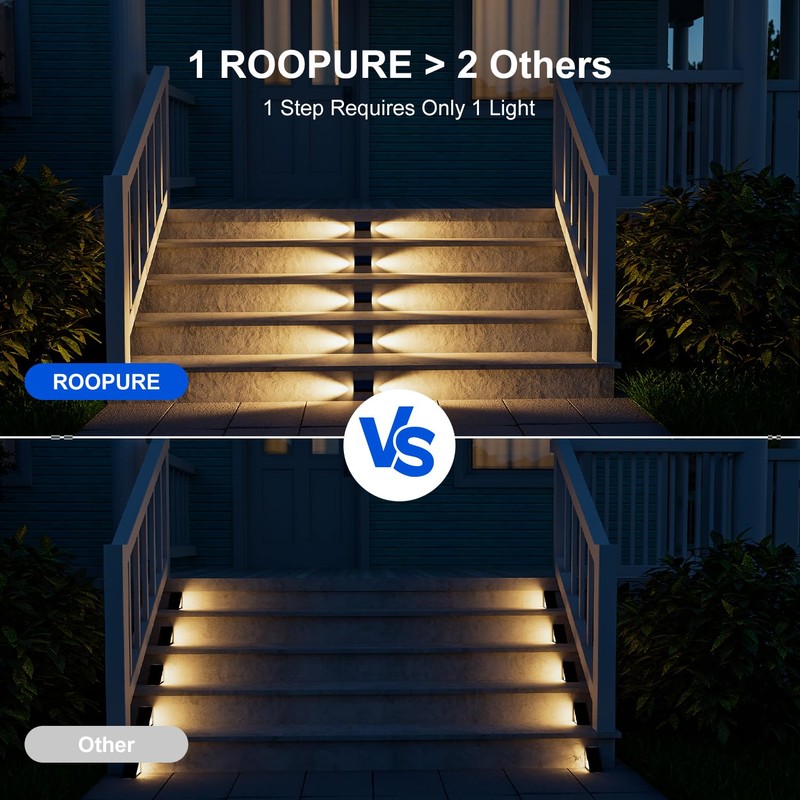 6 Pack Solar Powered Step Lights Outdoor Waterproof LED for