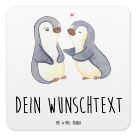 Mr. & Mrs. Panda 15er Set Personalisiertes Untersetzer Set Pinguine trösten - Personalisierte Geschenke, Hocheitstag, Ehefrau, Liebesgeschenk,