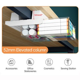 Bisofice Under Desk Drawer Hidden Storage Box Desktop Organizer Transparent Tray Suitable for Desk with Lip Installation with Attachable Strip/Screws Ideal for Home Office Organization