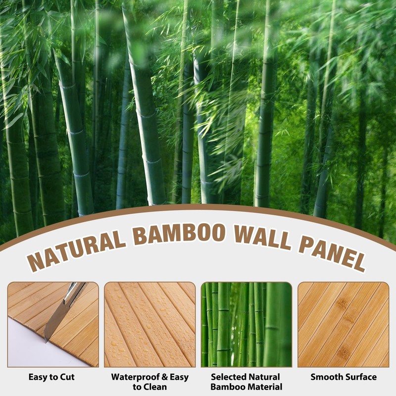 EYAYEN Natural Bamboo Wall Panel for Interior Wall Decor, Pole