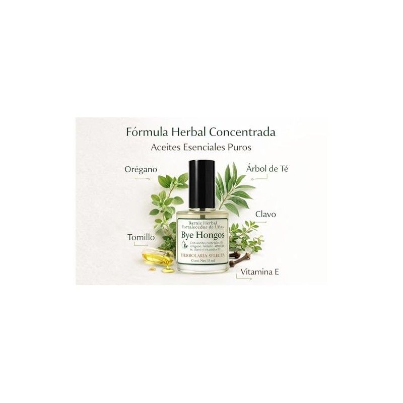 Herbolaria Selecta Bye Hongos, Barniz Herbal Fortalecedor de Uñas con