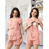 SUNNYBUY 3 PCS Maternity Breastfeeding Pajamas Set, Hidden Nursing Tops,