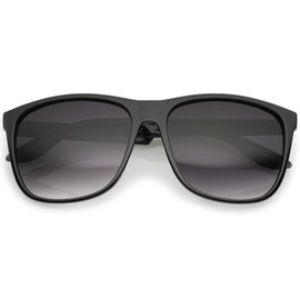 zeroUV - Classic Subtle Flat Top Square Lens Horn Rimmed Sunglasses 57mm (Black/Lavender)