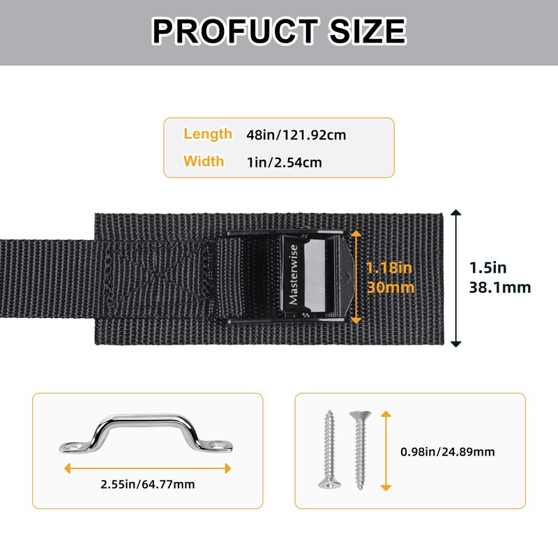 Masterwise 48" Battery Tie Down Strap Hold Down Kit, Cooler