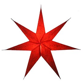 Guru-Shop Foldable Advent Light Paper Star, Christmas Star, Mercury Red, Window Decoration, 5 Points
