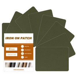 Iron on Patches, 8 Pieces Iron on Canvas Patches, Fabric Patches for Couch, Tent, Clothing, Seat, Canvas Repair Decorating Kit 3.7" by 4.9" (9.5 cm x 12.5 cm, Grass Green)