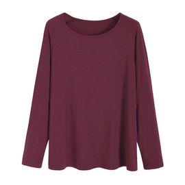 Latuza Women's Viscose Pajamas Top Long Sleeves Sleep Shirt 2X Wine Red