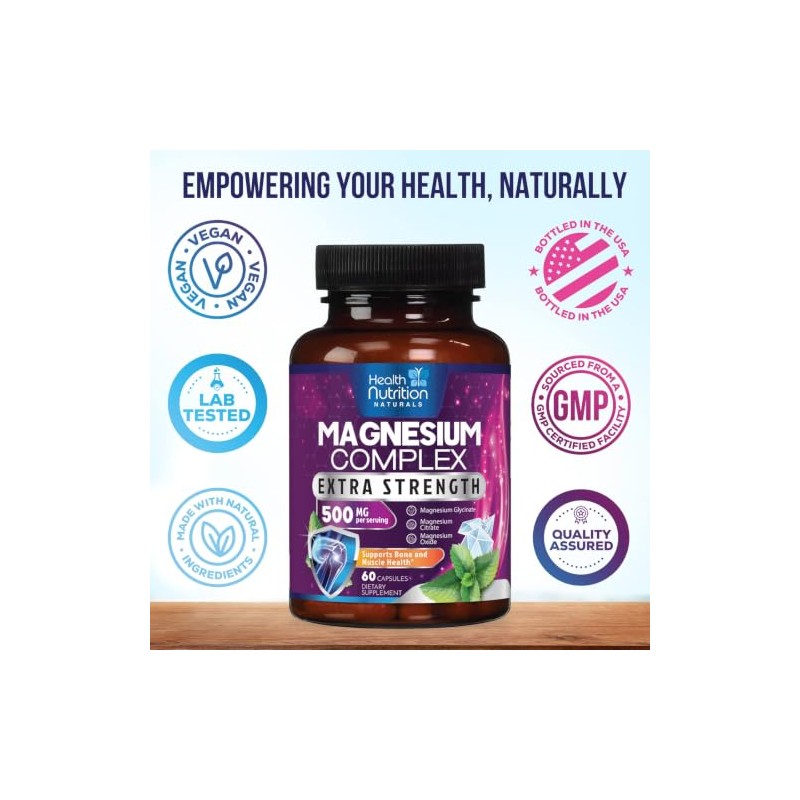 Health Nutrition Naturals C?psulas de Complejo de Magnesio de 500