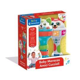 Clementoni - Baby Friends Puppies - 2 Maracas for Children 6 Months, First Childhood Game, Percussion for Shaking Like a Rattle, Interactive Electronic Musical Instrument, 17985, Multi-Colour