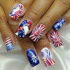 Independence Day Press on Nails Short Square Shaped Artificial Extra