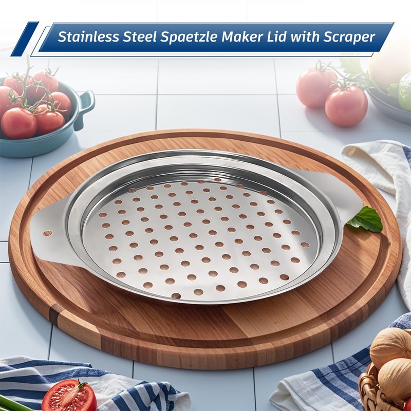 Mlesi Premium Grade Stainless Steel Spaetzle Maker with plastic Scraper,