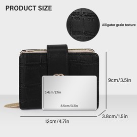 AfitLulu Women's Wallet PU Leather Small Purse Fashion Crocodile Pattern Purse Women with Snap Closure and Zip for Credit Cards, ID Cards, Banknotes, Coins, Photos, pink, Modern