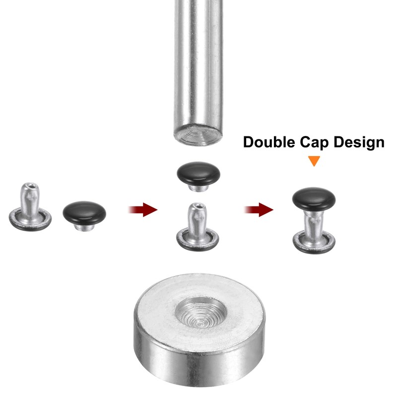 QUARKZMAN 100 Sets 8 mm x 6 mm Leather Rivets,
