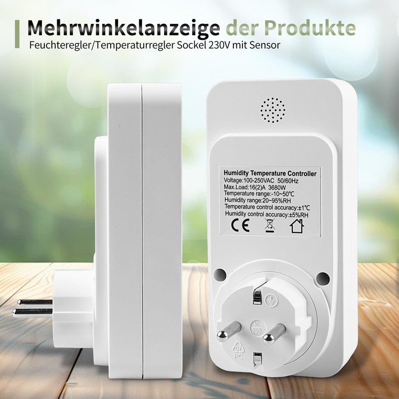 Temperature Controller Socket 230 V Humidity Controller with Sensor, Digital