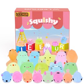Squishy Luminous 30 Pieces Mini Squeeze Toy Mochi Squishies Fluorescent Squeeze Kawaii Anti-Stress Toy Party Gifts Decoration for Boys and Girls, Random Style and Colour