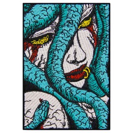 Zegins The Punk Medusa Patch Embroidered Applique Badge Iron On Sew On Emblem