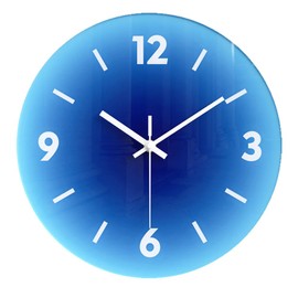 YTAONS 12 in Modern Wall Clock, Silent Glass Clock, Decorative Wall Clocks for Living Room Kitchen Office Bedroom (Navy Blue)