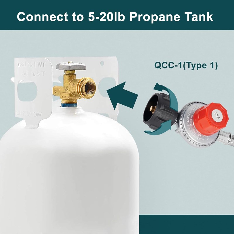 GASPRO 0-20 PSI Adjustable Propane Regulator with Braided Hose, High