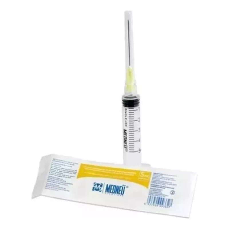 MEDNEÜ Caja 100 Jeringas Desechable 5ml 20g 35mm Grado Medico