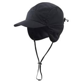 Decentron Waterproof Mens Winter Hats with Brim Fleece Lined Earflaps Hat Warm Baseball Cap Black