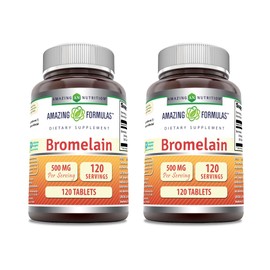Amazing Formulas Bromelain 500 Mg | Tablets Supplement | Non-GMO | Gluten-Free | Made in USA (Pack of 2 | 120 Count)