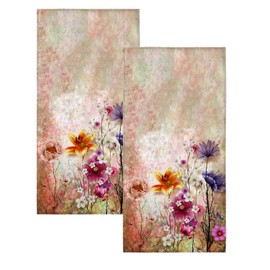 GZMQWVG Abstract Colorful Spring Flowers Hand Towels,Set of 2 14" x28 Face Hand Towel Washcloth for Bathroom Hotel Guest Kitchen Spa Decoration