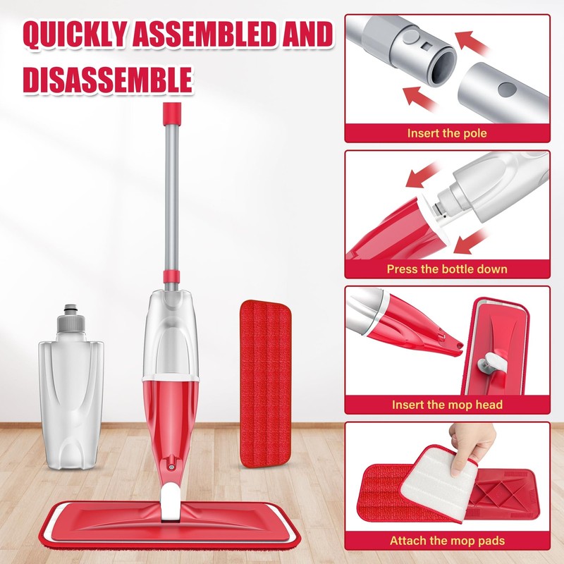 Exego Spray Wet Mops for Hardwood Floor Cleaning, EXEGO Microfiber