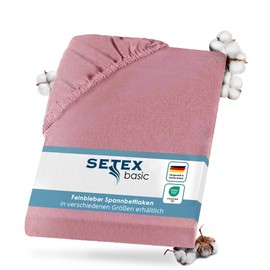 Setex - Flannelette Bed Sheet with Elastic Band Cuddly Soft - Flannelette Fitted Sheet Made of 100% Cotton with All-Round Elastic Band - Bed Sheet 90 x 200 cm Dusky Pink, 1 Piece