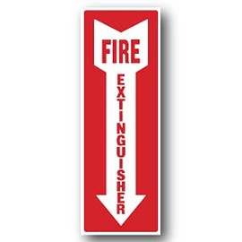 NapTags Fire Extinguisher Here Arrow Vinyl Decal Sticker Sign, Safety Sticker Signs, 4 inches x 12 inches, Durable 7.2 Mil MacTac Matte White Vinyl with MacTac Laminate (5)