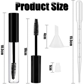 3pcs 10ml Empty Mascara Tubes with Eyelash Wand, Eyelash growth liquid portioning bottles,for DIY Cosmetics,Travel and Business Trip(3 x 10ml Bottle,3 x Funnel,3 x Dropper,3 x Rubber Inserts)