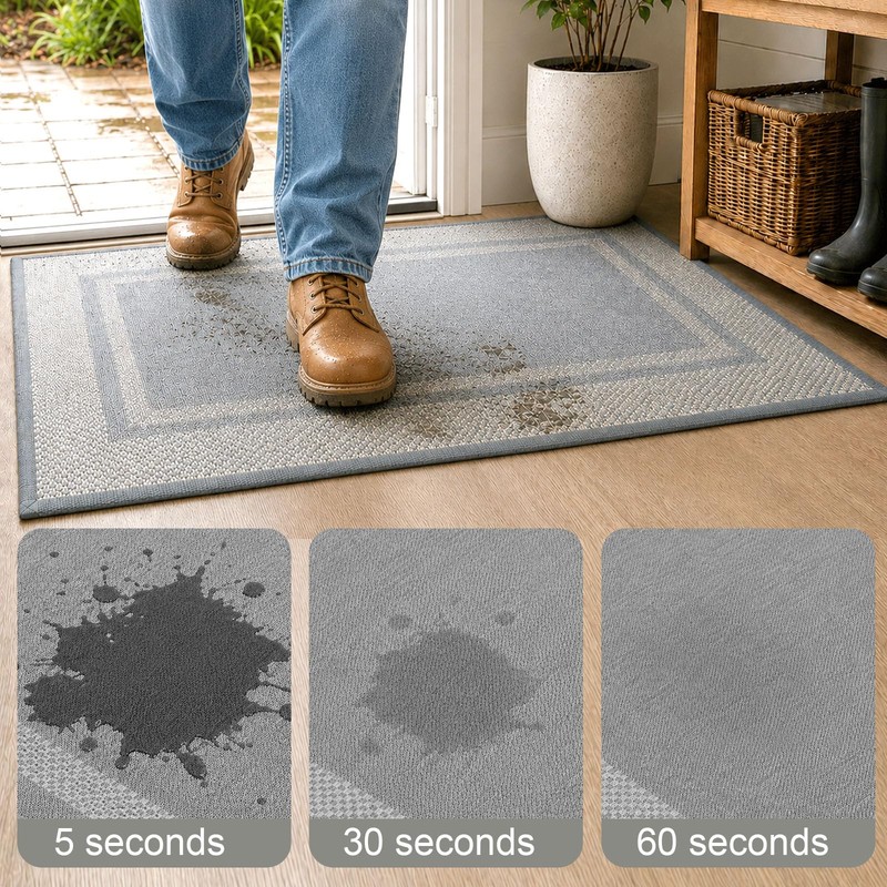Bulijojo Linen Dirt Trapper Door Mat, 17"x30" Non Slip Entryway