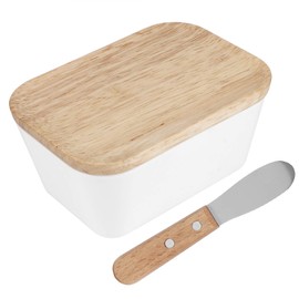 Yosoo Caja de Mantequilla de Almacenamiento Multifuncional Caja de Mantequilla de melamina de melamina Caja de Plato de Mantequilla Multifuncional Contenedor con Cuchillo esparcidor(1)