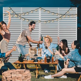 Metal Privacy Screen for Outdoor & Indoor Use, Free Standing Privacy Screen for Patio Garden Pool, 72" H x 47" W Decoative Privacy Panels, Weather Resistant, Easy Assembly (White Louvered)