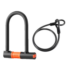 Heavy Duty Anti Theft Bike U Lock with 120cm Security Steel Cable - 16mm Shackle Bicycle U-Locks with Keys for Road Mountain Electric & Folding Bike