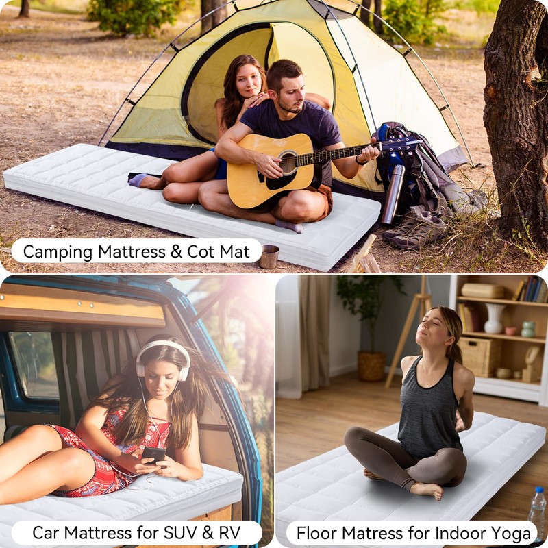 Aurour 4Inch Cot Mattress Topper, Quilted Soft Portable Pads for