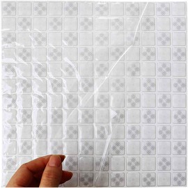 Yoillione Tile Sticker, White for Rent, Wall Sticker, Heat Resistant, Waterproof, Tile, 3D Removable Sticker, Easy Installation, Mosaic Tile Sticker, Kitchen, Washroom, Toilet, Scandinavian Wallpaper
