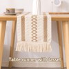 Elegant Table Runner with Long Tassels Cotton Linen Table Runner