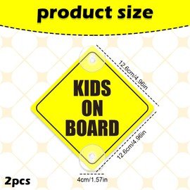2 Pcs Baby on Board Car Sign, 5"x5" Child Safety Window Sticker with Double Suction Cups, Reusable Kids on Board Sign for Car Window Cling, Car Safety Sign for Parents