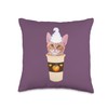 Pumpkin Spice Ginger Cat Coffee Latte Throw Pillow