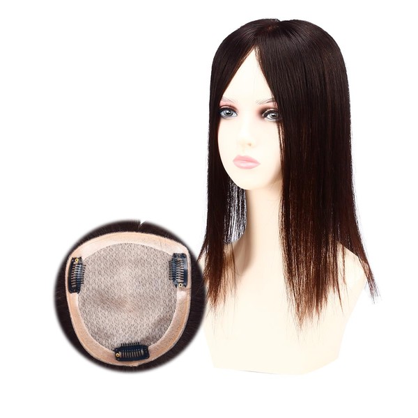 HIYE 部分ウィッグ 100%人毛 トップカバー 総手植え 肌色ネット 人工皮膚付け 抜け毛 増量用ヘアピース つむじカバー