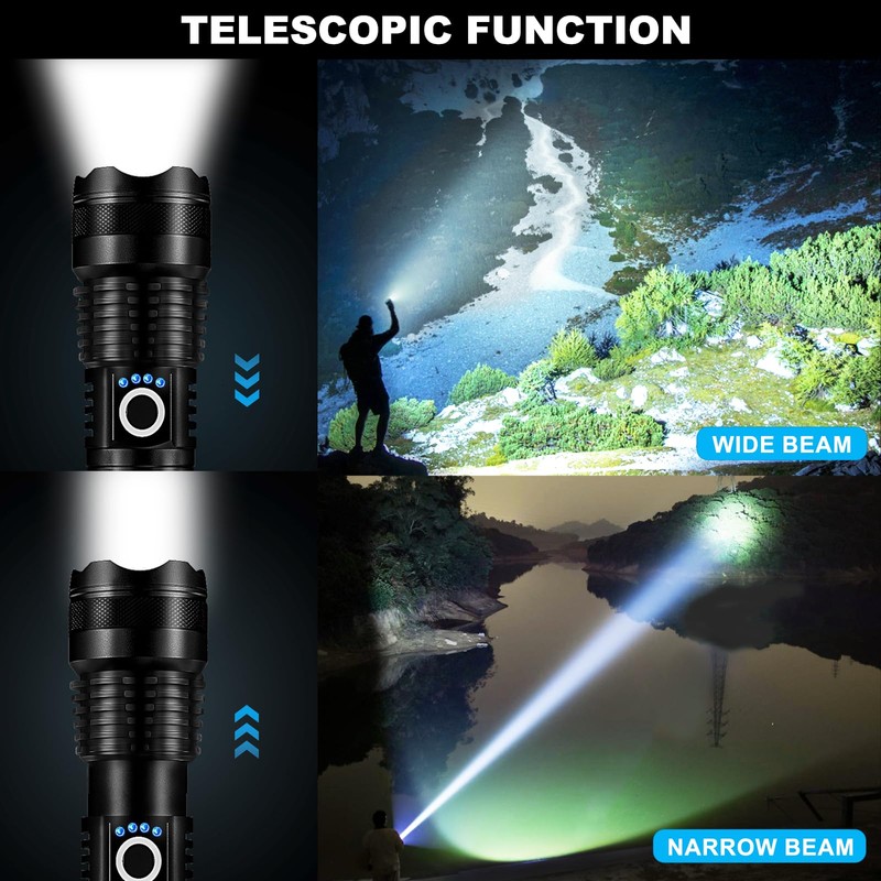 4 Pack Rechargeable LED Flashlights High Lumens, 990,000LM Super Bright