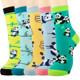 Jeasona Children's Socks 27-38 Cotton Girls Gift 4-12 Years Cute Animal Pattern Multipack, Multicolor Panda